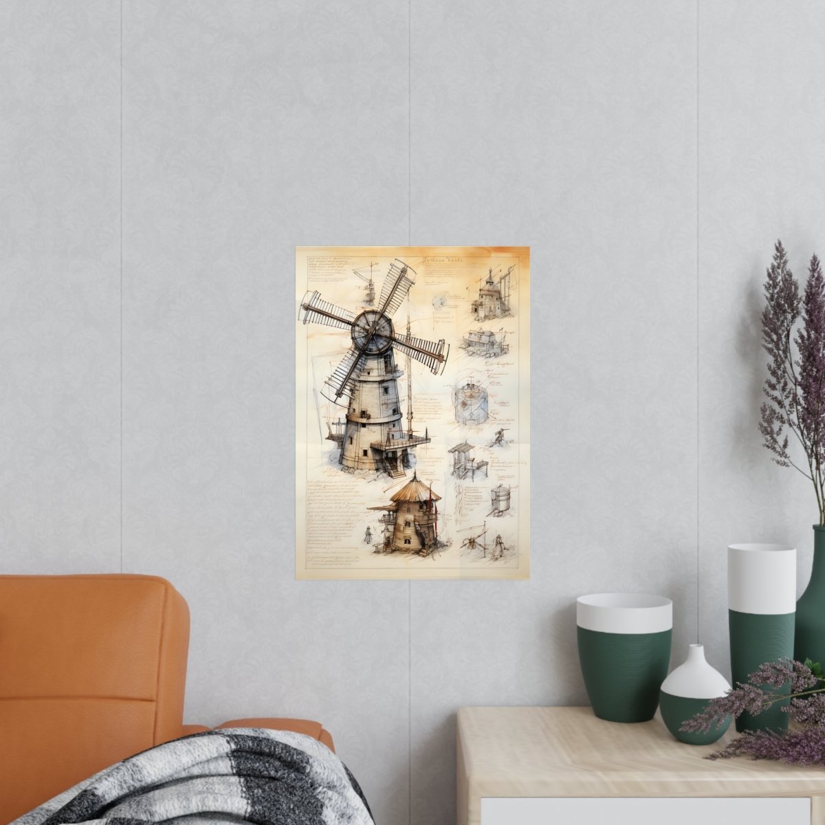 da Vinci Design Windmühle - Unbekanntes KI Poster von daVinci - Poster bei HappyHugPixels