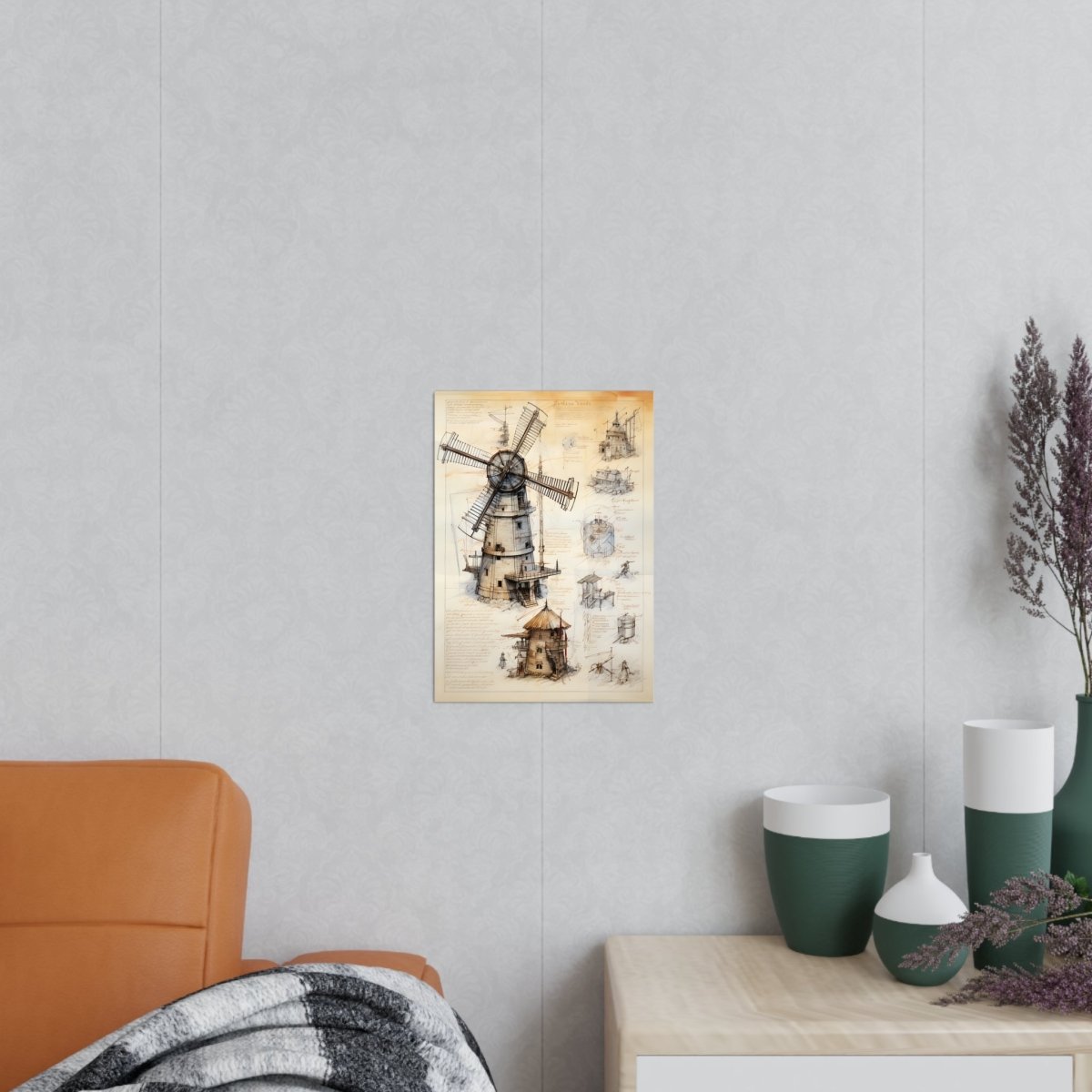 da Vinci Design Windmühle - Unbekanntes KI Poster von daVinci - Poster bei HappyHugPixels