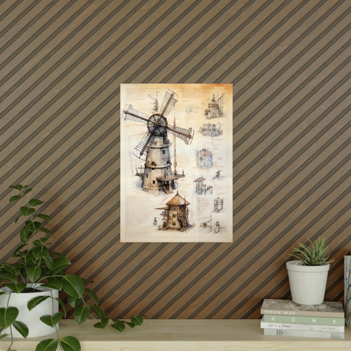 da Vinci Design Windmühle - Unbekanntes KI Poster von daVinci - Poster bei HappyHugPixels