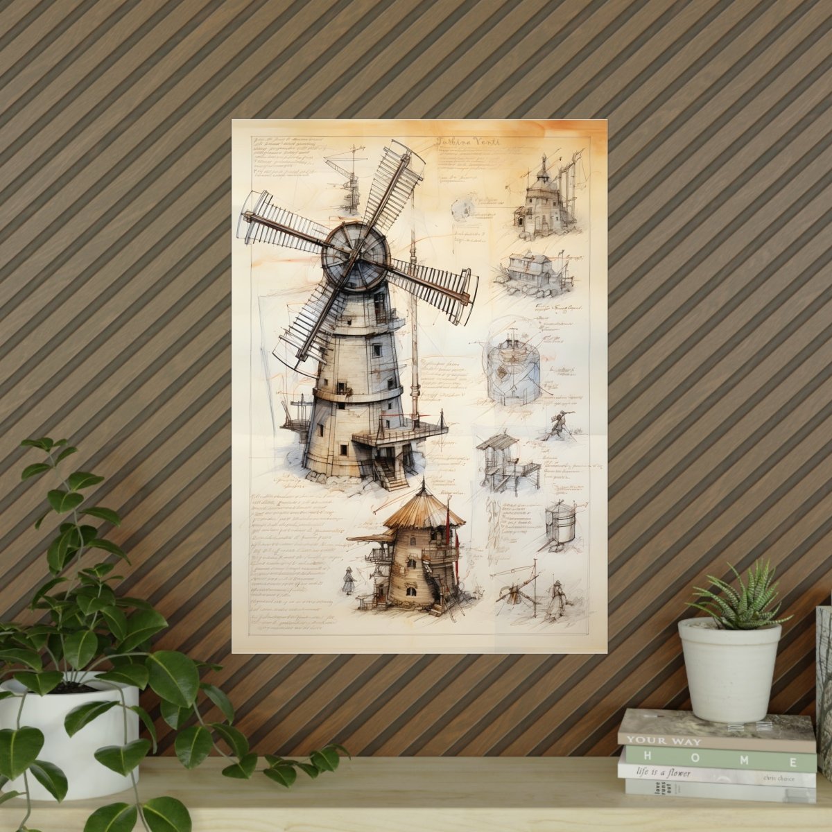 da Vinci Design Windmühle - Unbekanntes KI Poster von daVinci - Poster bei HappyHugPixels