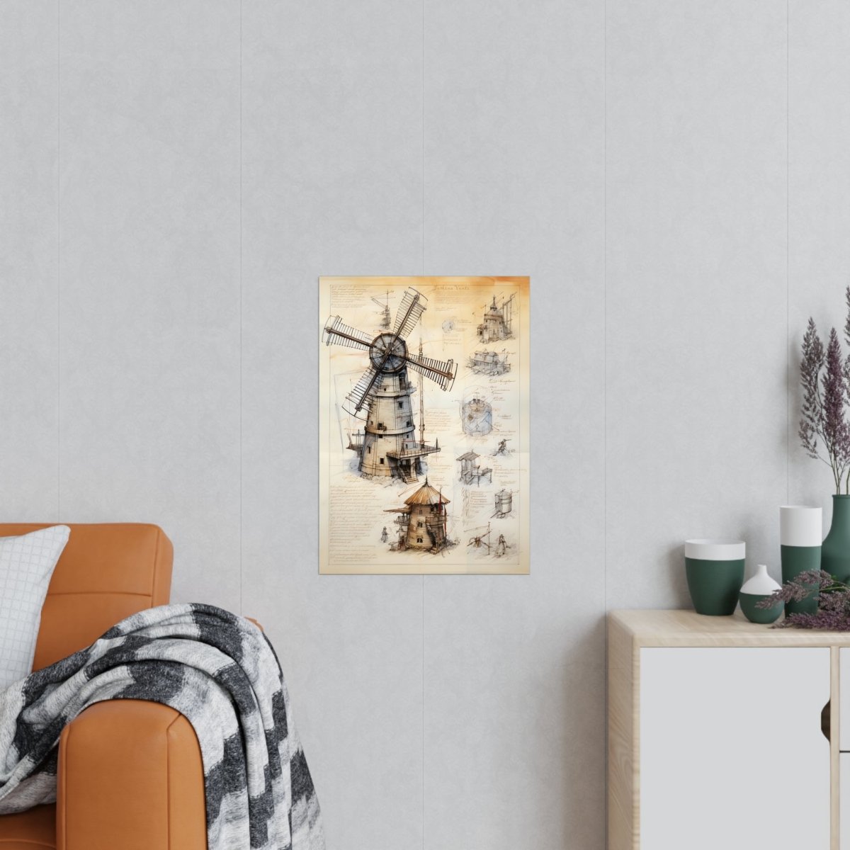 da Vinci Design Windmühle - Unbekanntes KI Poster von daVinci - Poster bei HappyHugPixels