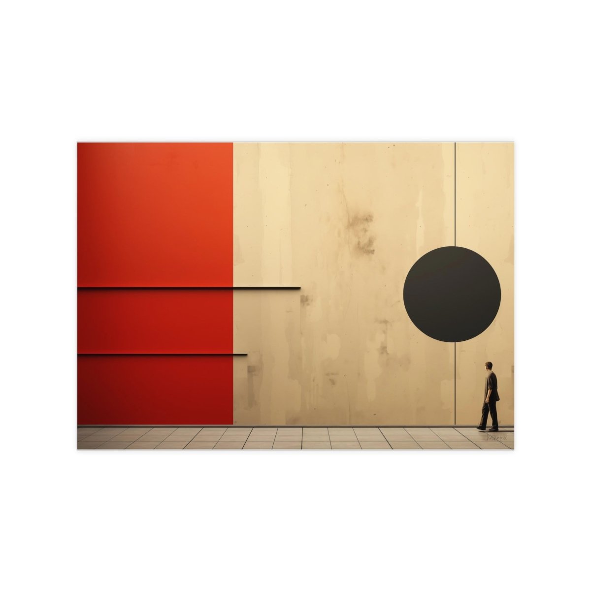 Bauhaus Wand Kunstposter - KI Illustration im Bauhaus Stil - Poster bei HappyHugPixels