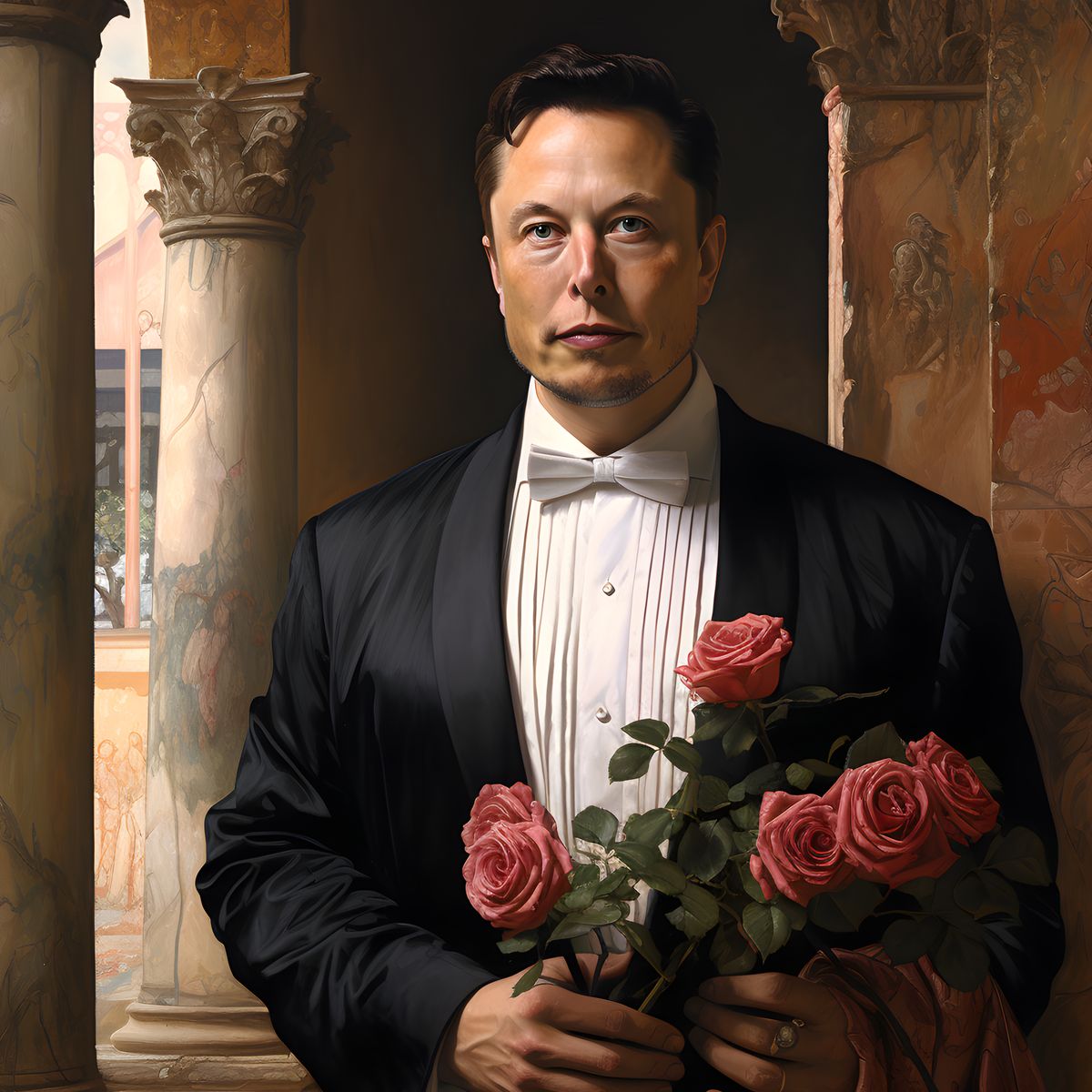 Elon Musk Portrait Leinwand - Renaissance KI Illustration - Poster bei HappyHugPixels