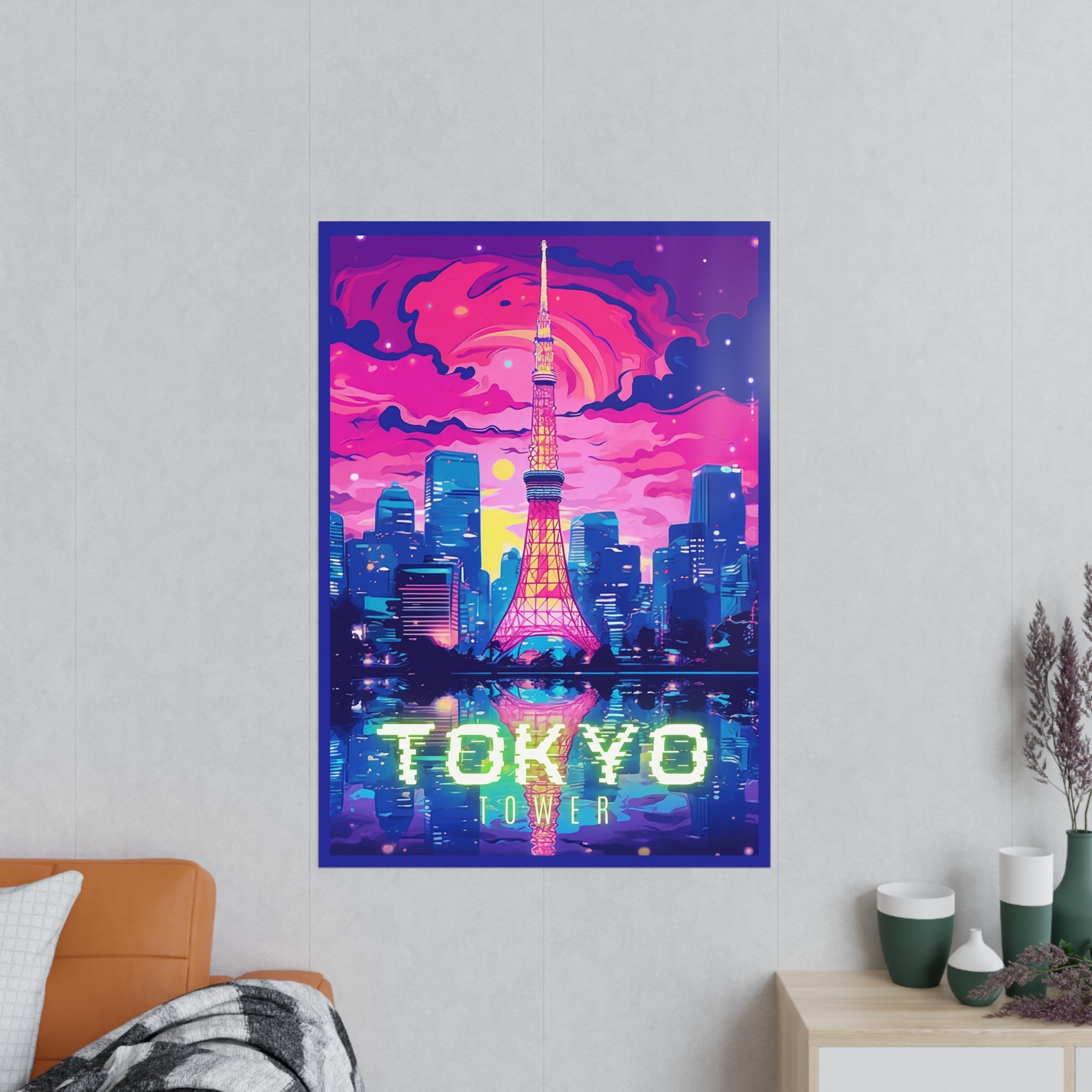 Tokio Tower Poster bei Nacht - Eindrucksvolles Travel Poster - Poster bei HappyHugPixels