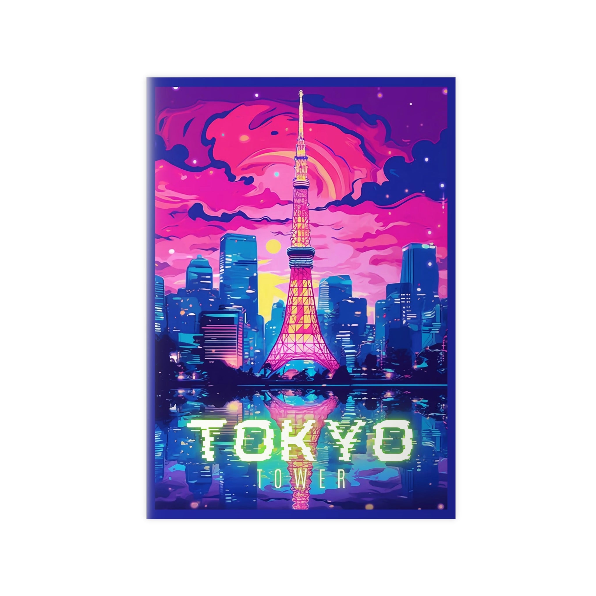 Tokio Tower Poster bei Nacht - Eindrucksvolles Travel Poster - Poster bei HappyHugPixels