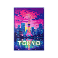 Tokio Tower Poster bei Nacht - Eindrucksvolles Travel Poster - Poster bei HappyHugPixels