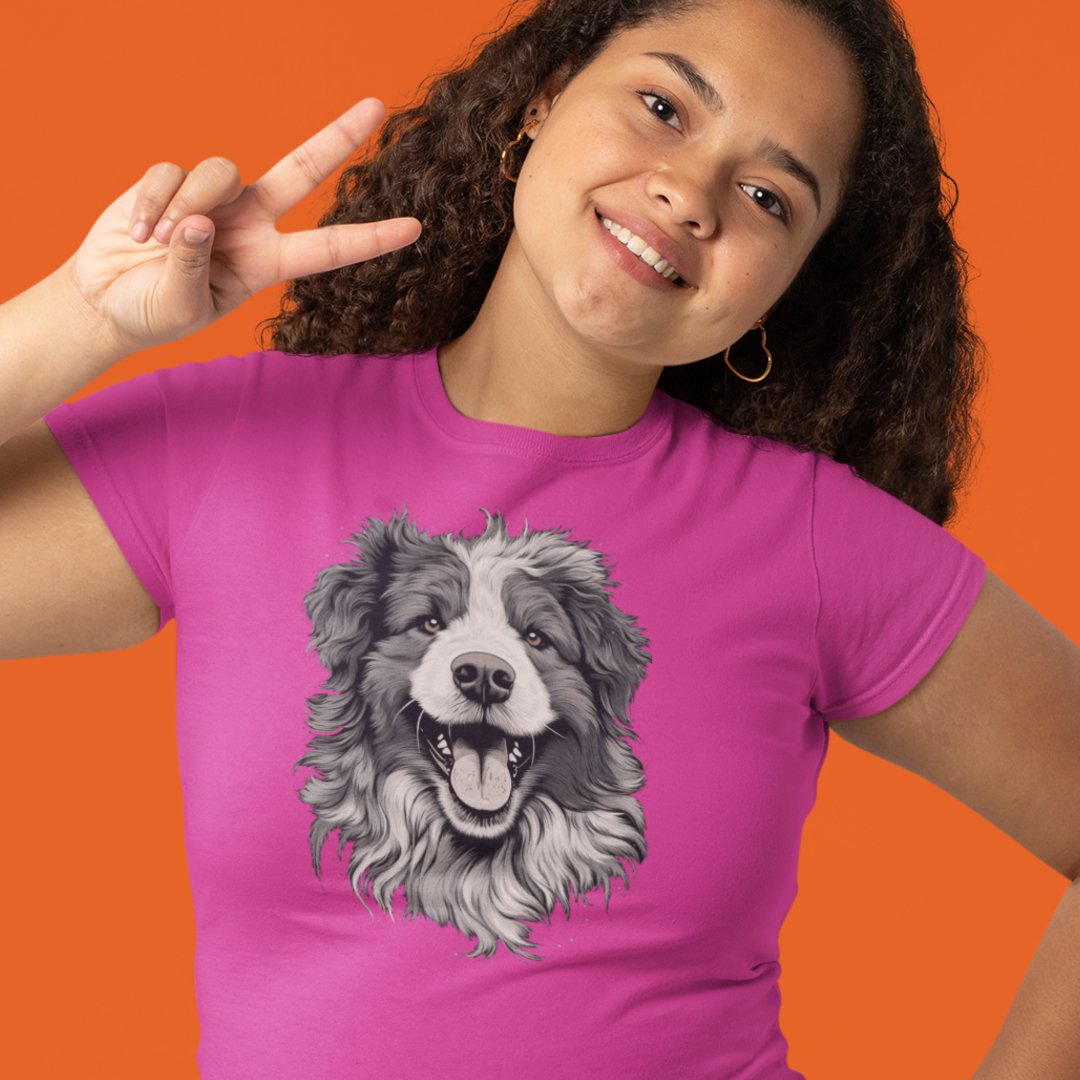 Hundekopf T - Shirt - Bella & Canvas 6004 : 100% Baumwolle - T - Shirt bei HappyHugPixels