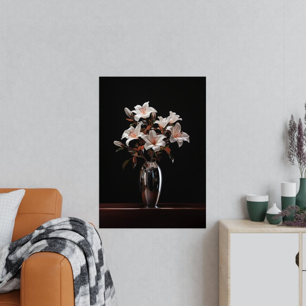 Glanzvolle Lilienpracht im Chromdesign - Zeitlose Eleganz für Ihr Zuhause - HappyHugPixels