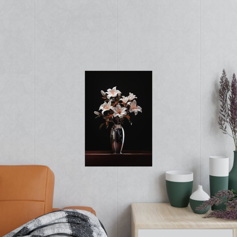 Glanzvolle Lilienpracht im Chromdesign - Zeitlose Eleganz für Ihr Zuhause - HappyHugPixels