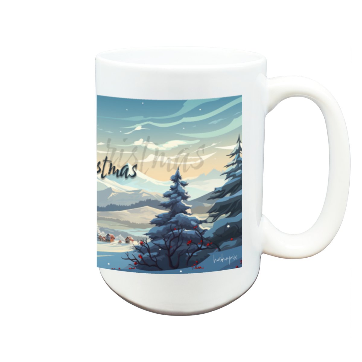 Große Keramiktasse mit Weihnachtsmotiv - 450ml Premium Qualität - bei HappyHugPixels