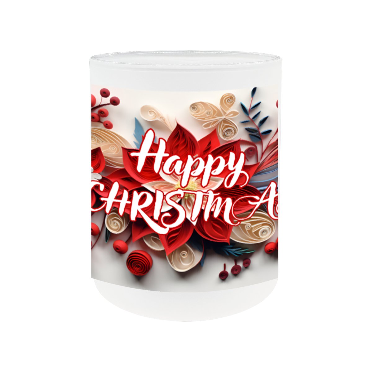 Happy Christmas Satin Glass Tasse – 300ml – Weihnachtsgeschenk - Mug bei HappyHugPixels