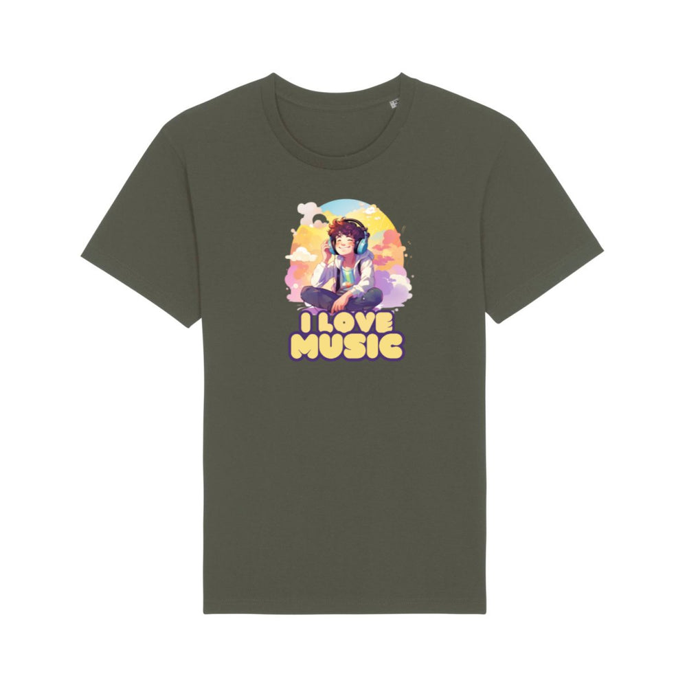 'I love Music' Design für Musikliebhaber - Stanley&Stella Rocker STTU758 T-Shirt - 100% Bio-Baumwolle - HappyHugPixels