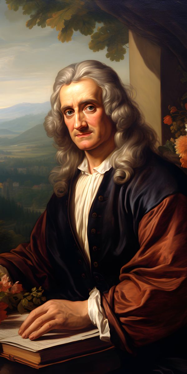 Isaac Newton Portrait Leinwand - Renaissance KI Bild - Poster bei HappyHugPixels