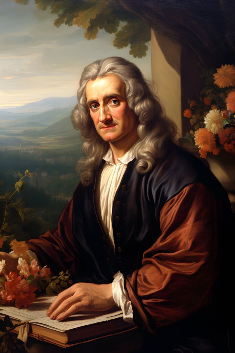 Isaac Newton Portrait Leinwand - Renaissance KI Bild - Poster bei HappyHugPixels