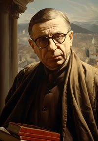 Jean - Paul Sartre Portrait Leinwand - Renaissance KI Bild - Prints bei HappyHugPixels