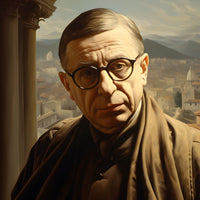 Jean - Paul Sartre Portrait Leinwand - Renaissance KI Bild - Prints bei HappyHugPixels