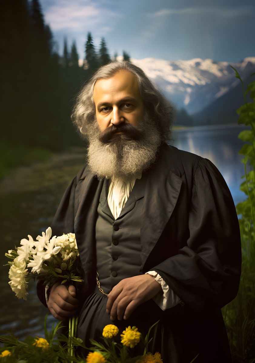 Karl Marx Portrait Leinwand - Renaissance KI Kunst - Poster bei HappyHugPixels