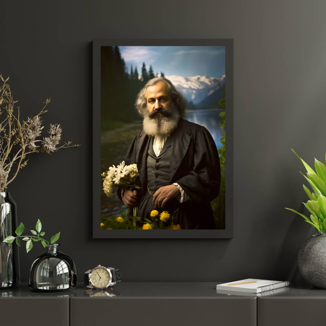 Karl Marx Portrait Leinwand - Renaissance KI Kunst - Poster bei HappyHugPixels