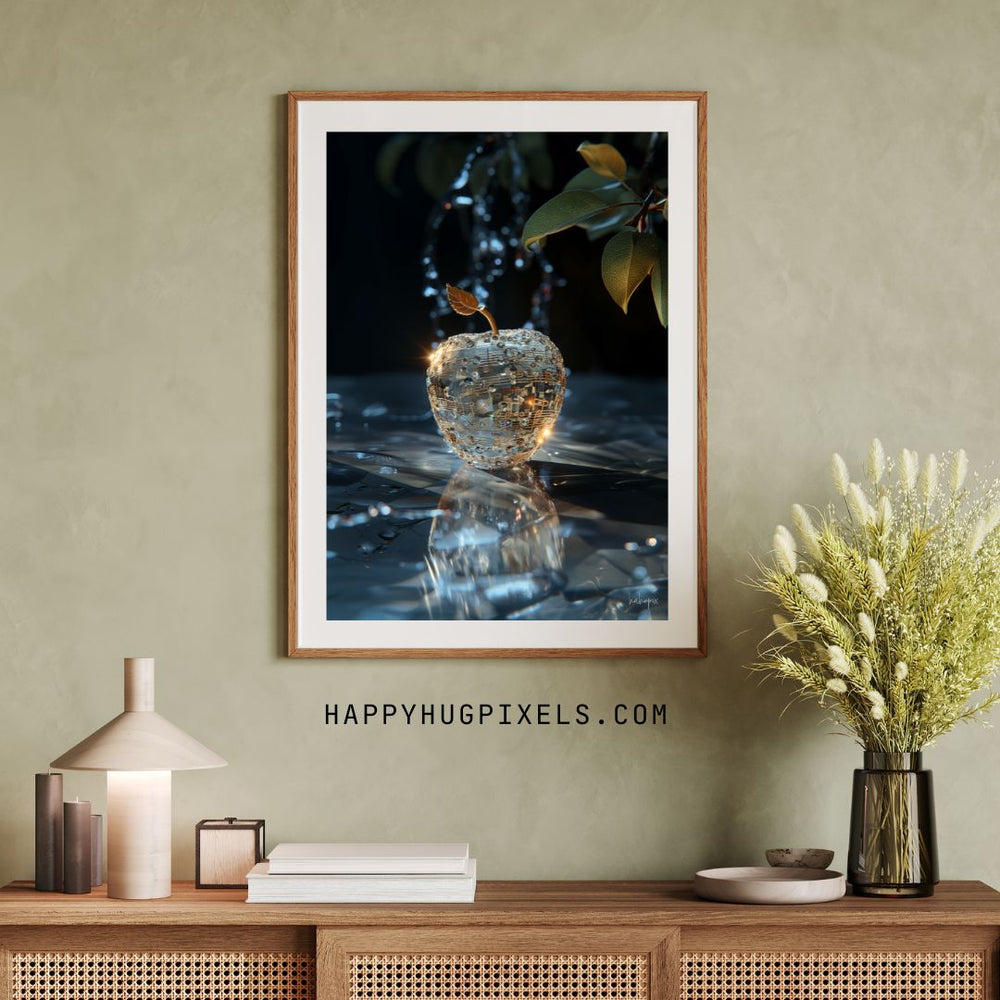 Music Poster - 'Klangvolle Harmonie' – Kristallapfel mit Musikmotiv - Poster bei HappyHugPixels