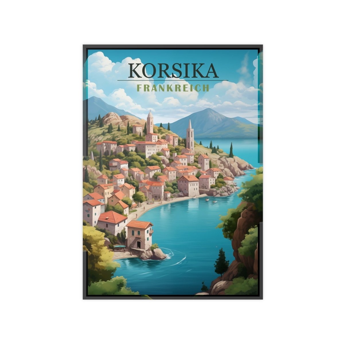 Korsika Poster - Wunderschöne KI Illustration Travelposter - Poster bei HappyHugPixels