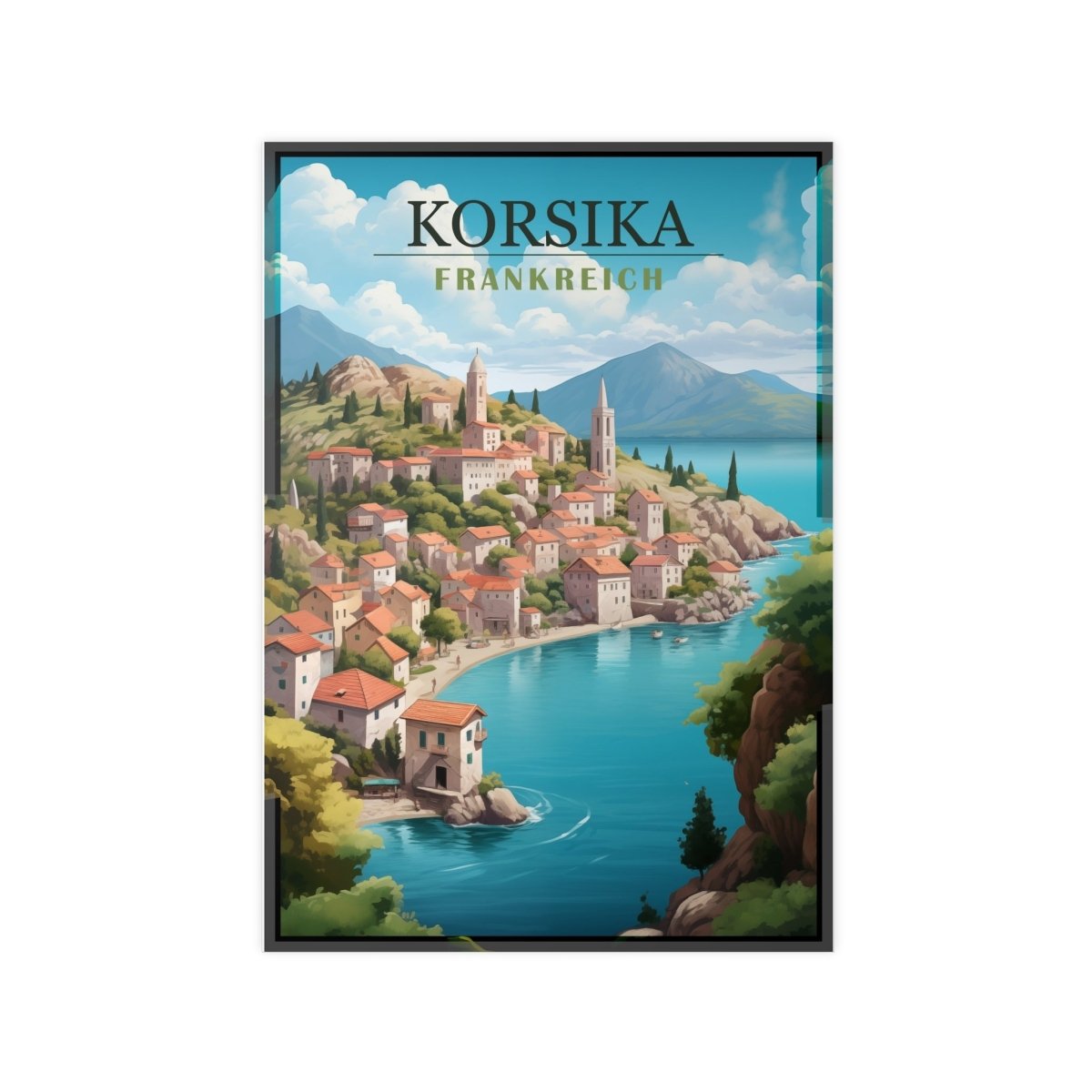 Korsika Poster - Wunderschöne KI Illustration Travelposter - Poster bei HappyHugPixels