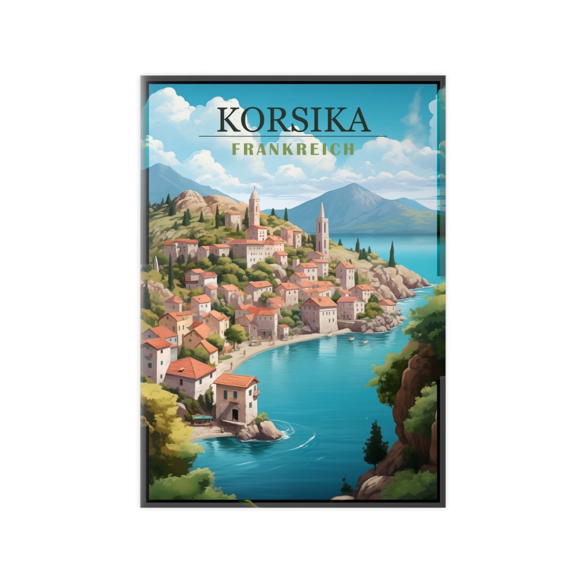Korsika Poster - Wunderschöne KI Illustration Travelposter - Poster bei HappyHugPixels