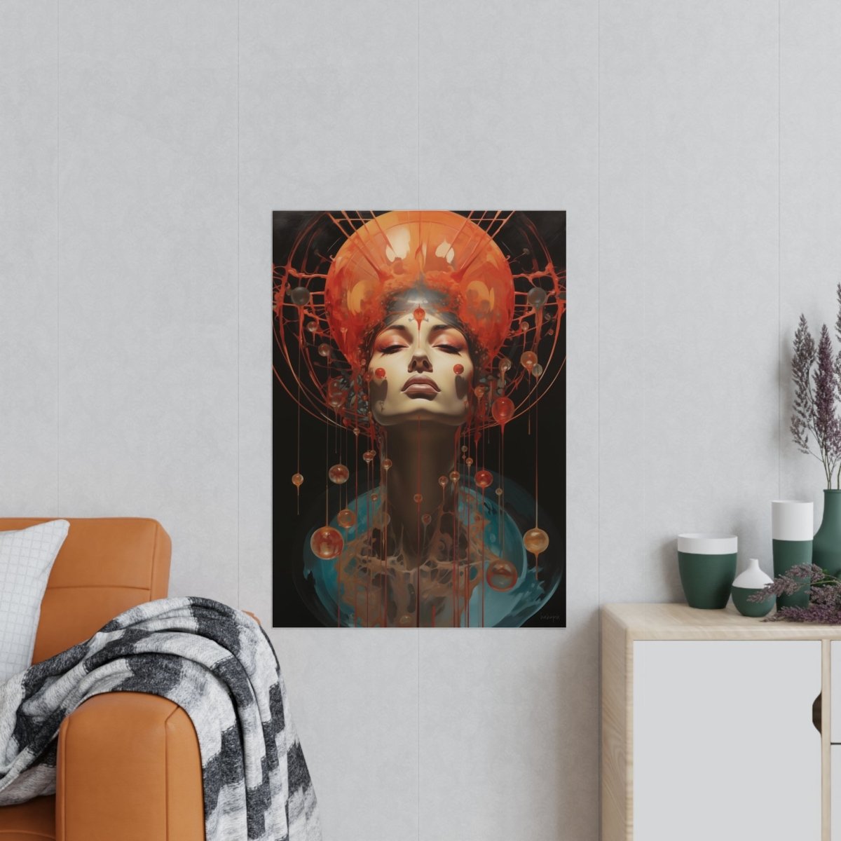 Kosmische Königin Surrealismus Poster - Frau mit Krone - HappyHugPixels