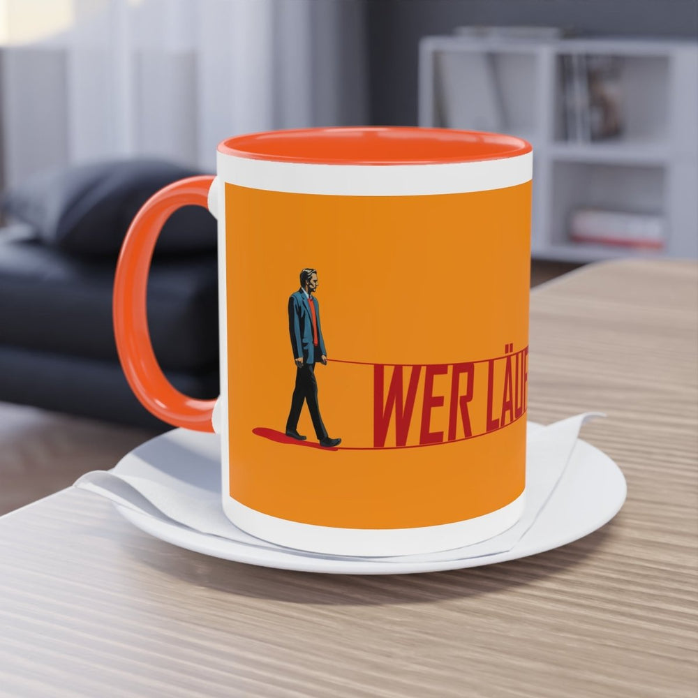 Lebendige 'Wer geht mit wem?' Spaziergang-Motiv Tasse – Eine farbenfrohe Bereicherung für Ihren Kaffeegenuss - HappyHugPixels