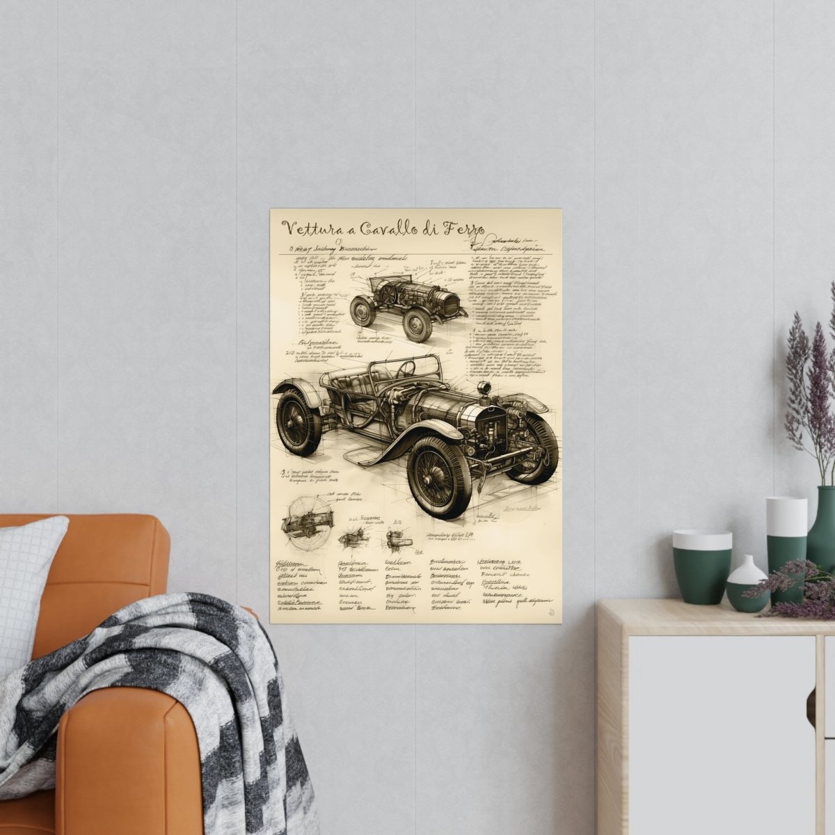 Auto Leonardo Da Vinci Poster - Vettura a Cavallo di Ferro - KI Kunst - Poster bei HappyHugPixels