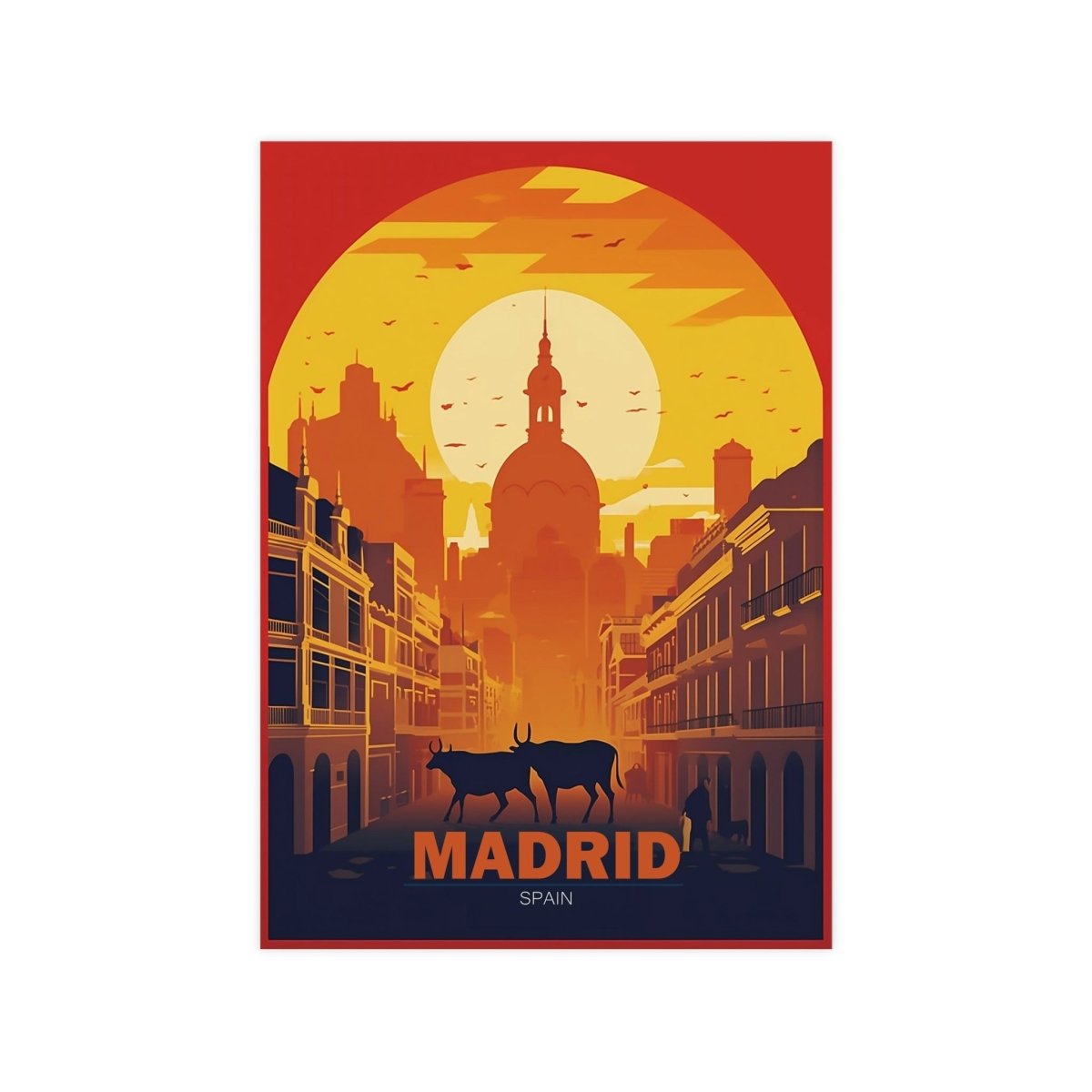 Madrid Sonnenuntergang: Exklusives Travel Poster - Poster bei HappyHugPixels