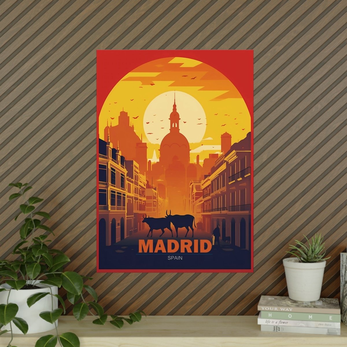 Madrid Sonnenuntergang: Exklusives Travel Poster - Poster bei HappyHugPixels