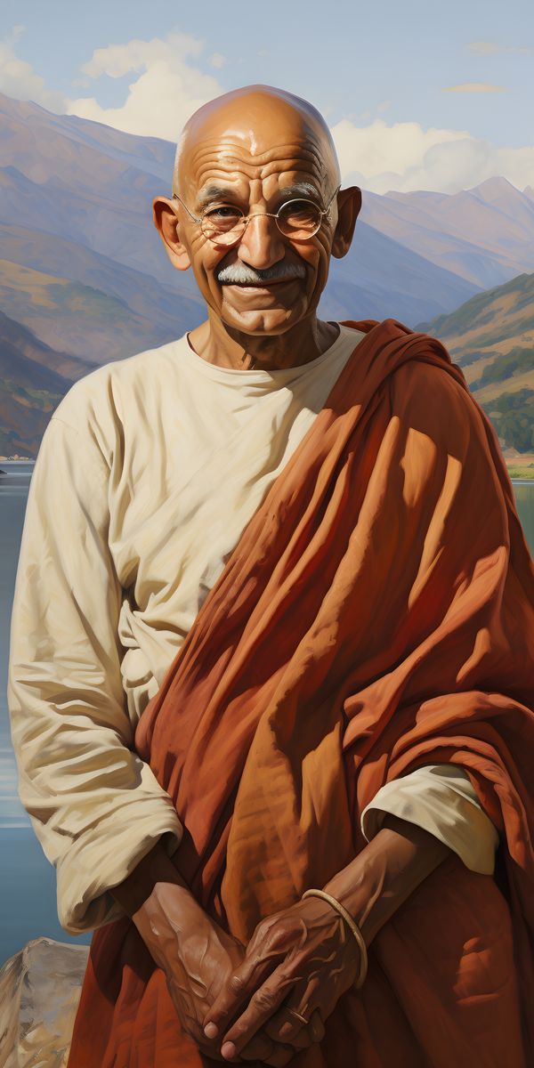 Mahatma Gandhi Portrait Leinwand - Renaissance KI Kunst - Poster bei HappyHugPixels