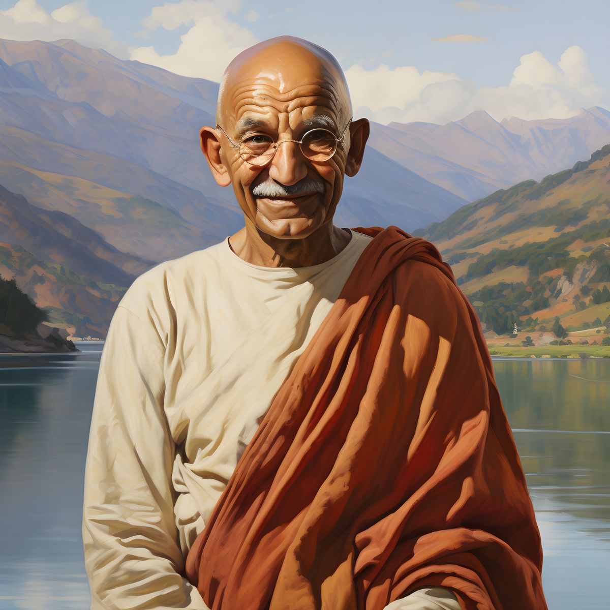 Mahatma Gandhi Portrait Leinwand - Renaissance KI Kunst - Poster bei HappyHugPixels