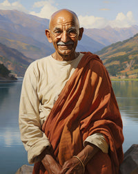 Mahatma Gandhi Portrait Leinwand - Renaissance KI Kunst - Poster bei HappyHugPixels