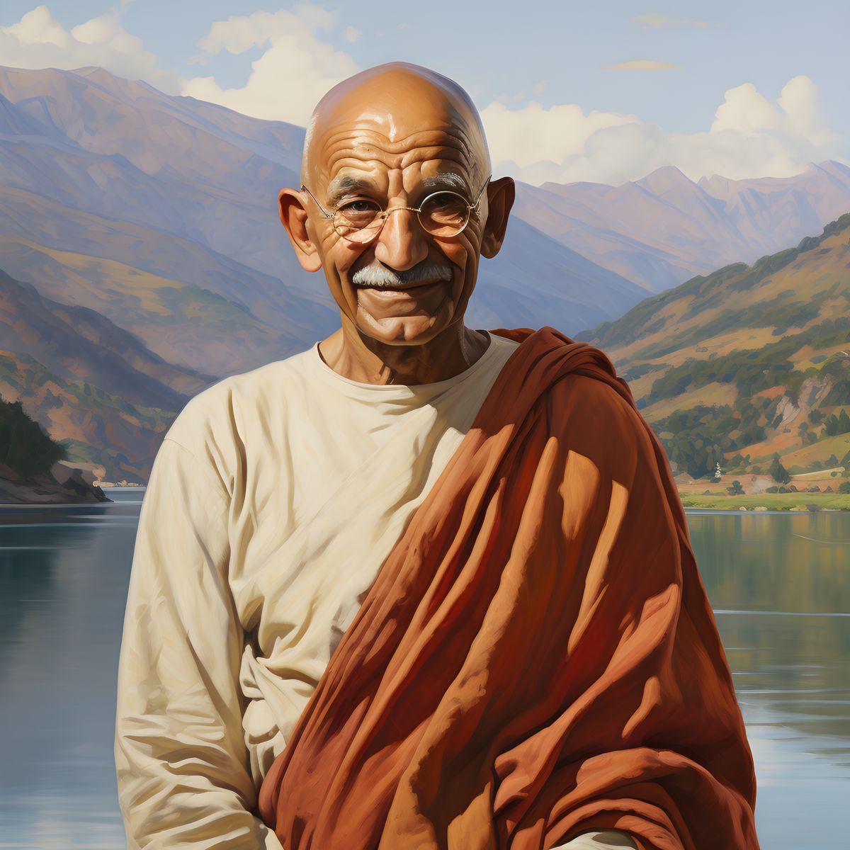 Mahatma Gandhi Portrait Leinwand - Renaissance KI Kunst - Poster bei HappyHugPixels