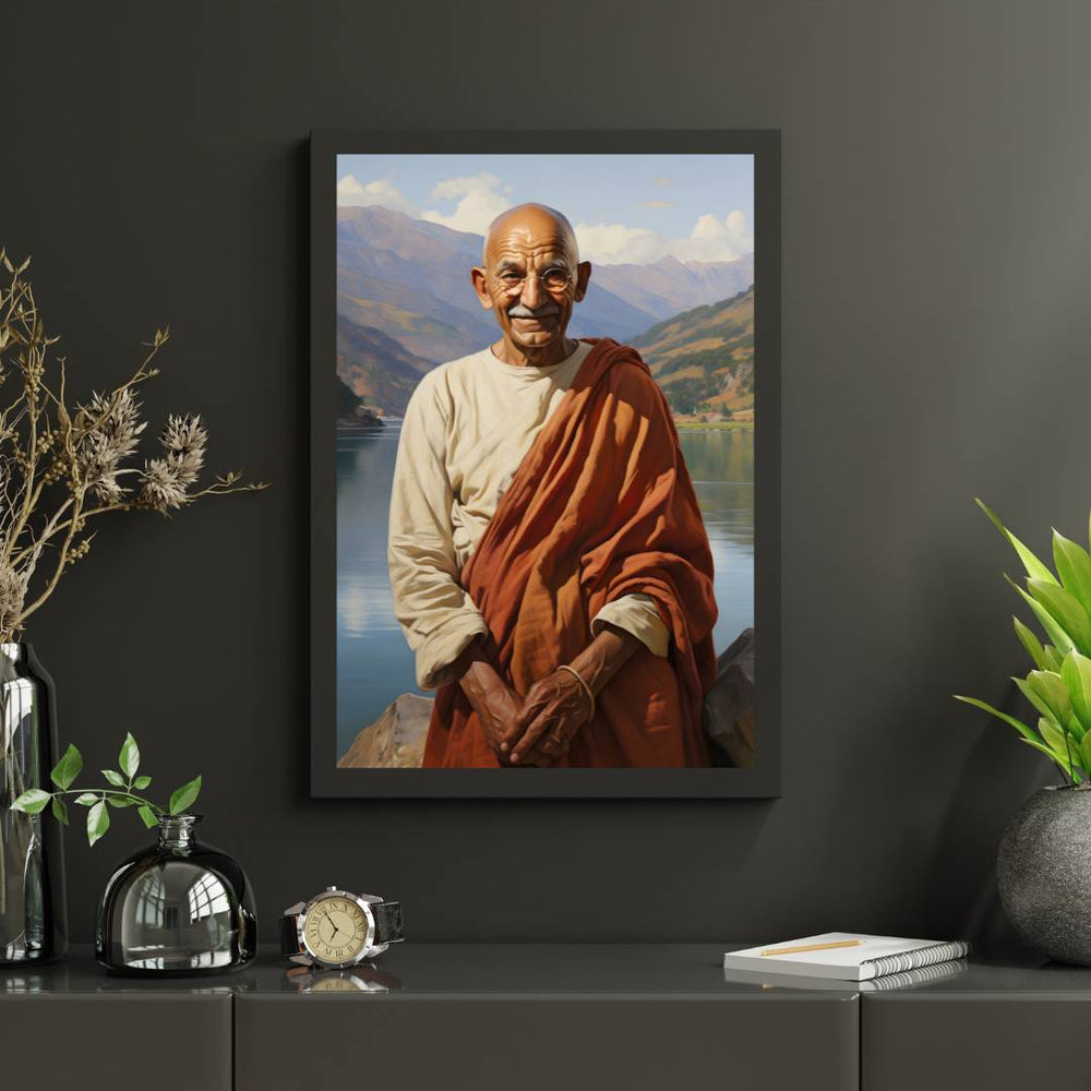 Mahatma Gandhi Portrait Leinwand - Renaissance KI Kunst - HappyHugPixels