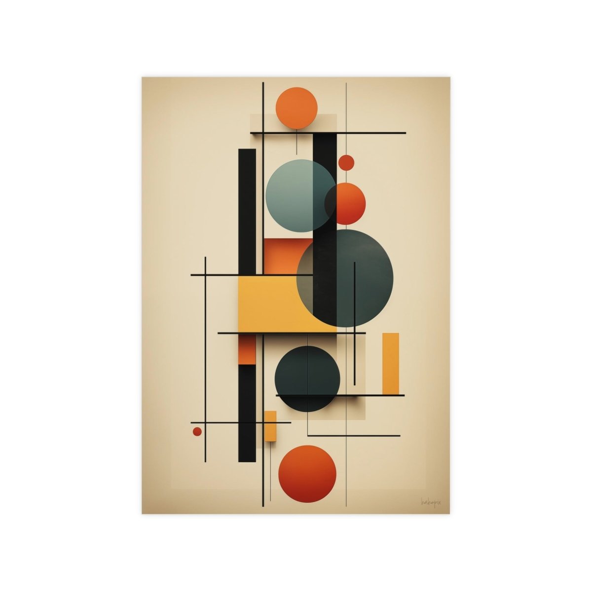 Bauhaus Balance Kunstposter - Moderne Ästhetik trifft Zeitlosigkeit - Poster bei HappyHugPixels