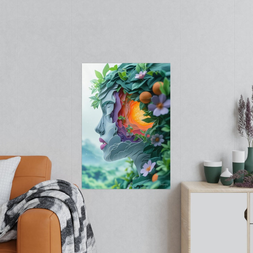 "Mosaik Naturqueen Papierkunst-Poster" - Verwandeln Sie Ihre Wand in ein Kunstwerk - HappyHugPixels