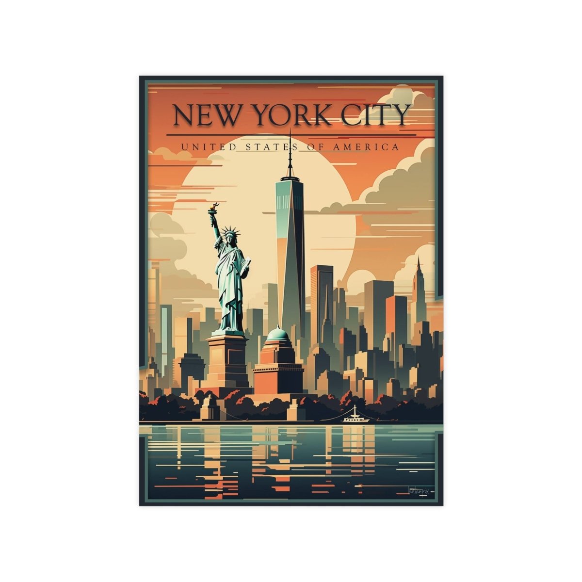 New York City Skyline - Vintage Travelposter im Art - Deco - Stil - Poster bei HappyHugPixels