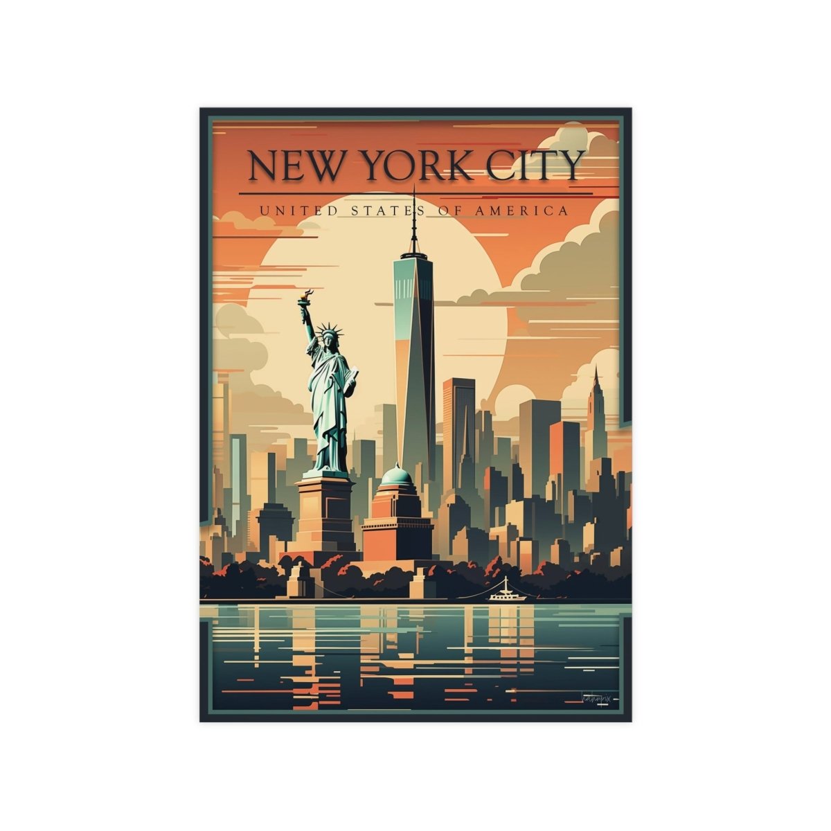 New York City Skyline - Vintage Travelposter im Art - Deco - Stil - Poster bei HappyHugPixels
