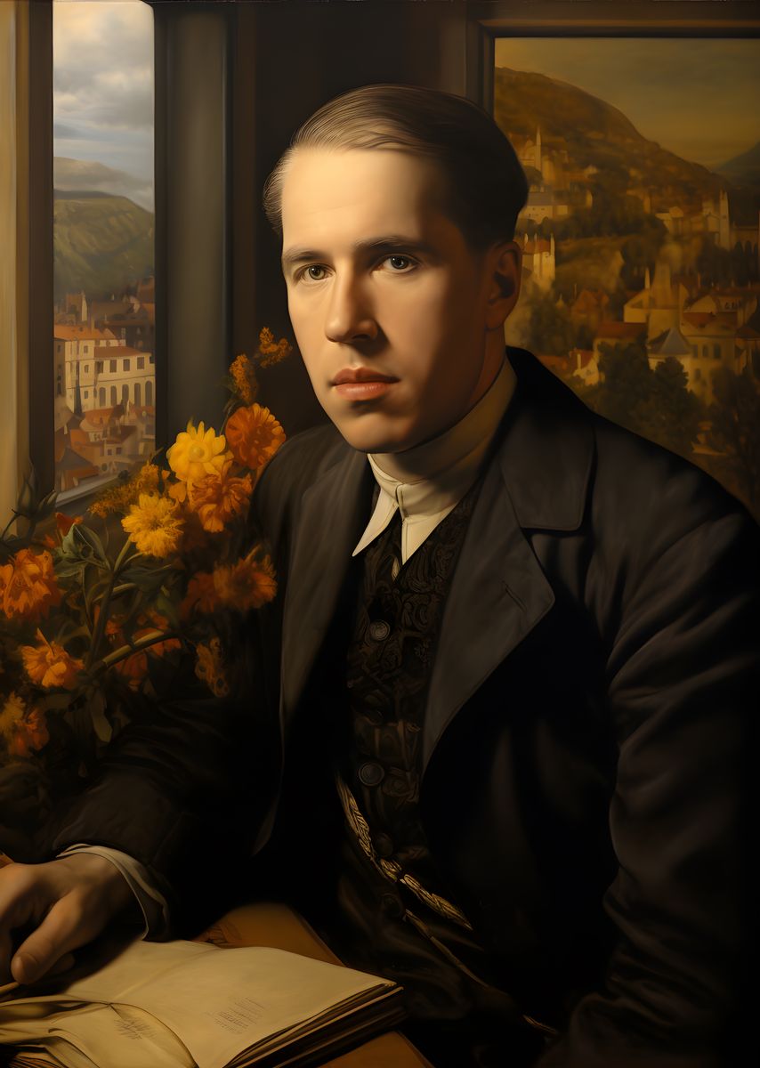 Niels Bohr Portrait Leinwand - Renaissance KI Kunst - Poster bei HappyHugPixels