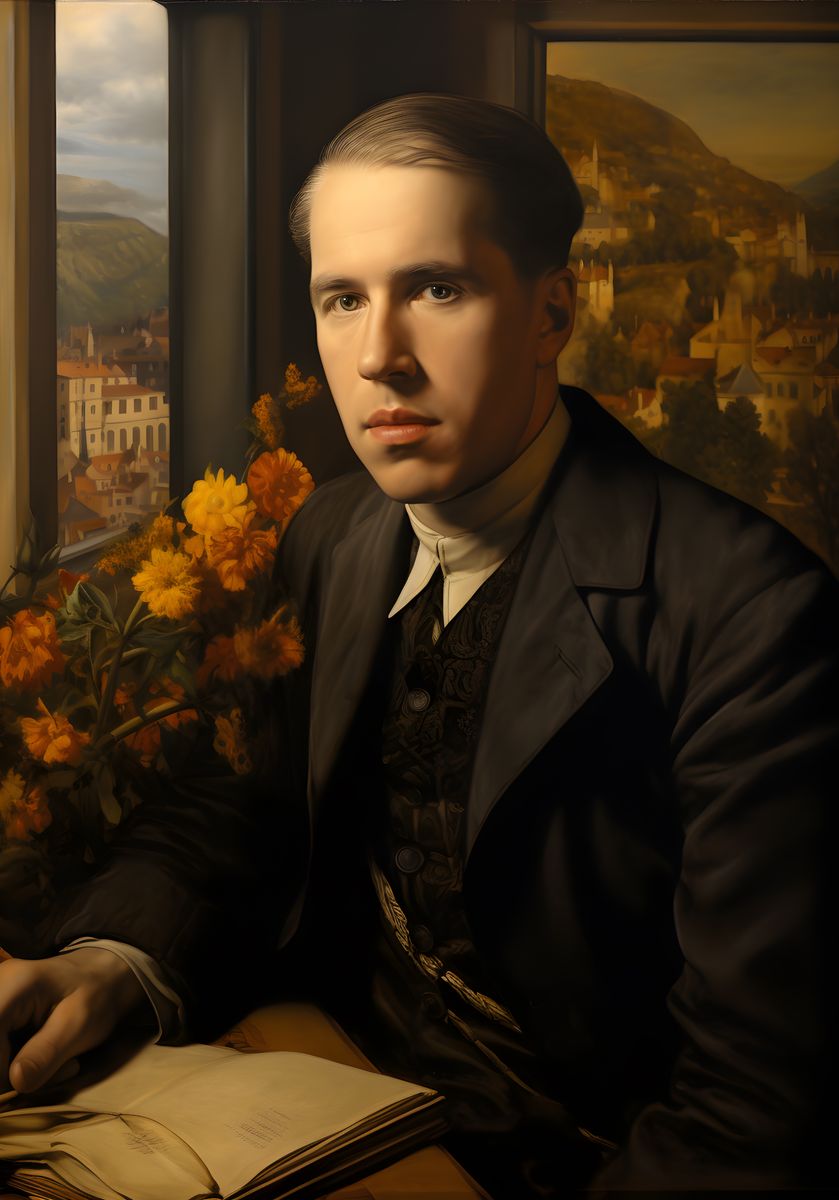 Niels Bohr Portrait Leinwand - Renaissance KI Kunst - Poster bei HappyHugPixels