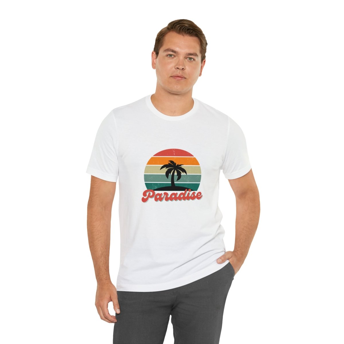 "Paradise"-Retro-Motiv T-Shirt - Vintage-Stil trifft Komfort - Unisex Jersey Short Sleeve Tee - HappyHugPixels Paradise Retro