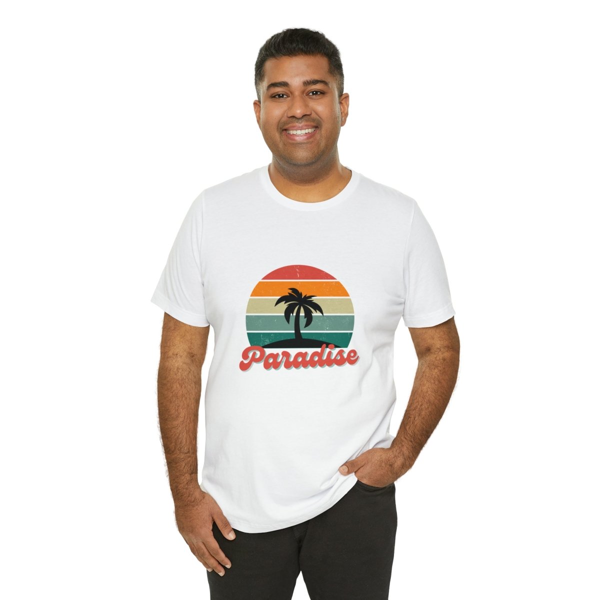 "Paradise"-Retro-Motiv T-Shirt - Vintage-Stil trifft Komfort - Unisex Jersey Short Sleeve Tee - HappyHugPixels Paradise Retro