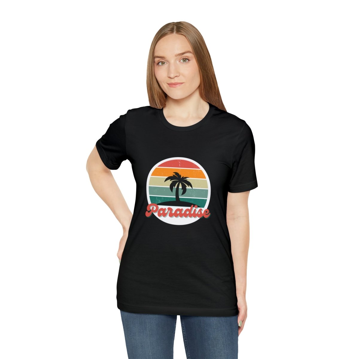 "Paradise"-Retro-Motiv T-Shirt - Vintage-Stil trifft Komfort - Unisex Jersey Short Sleeve Tee - HappyHugPixels Paradise Retro