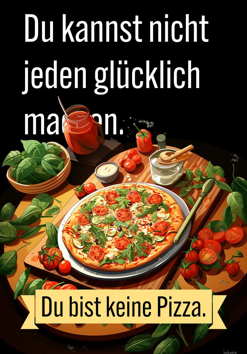 Pizza Liebhaber Poster - "Du bist keine Pizza" KI Illustration - Print bei HappyHugPixels