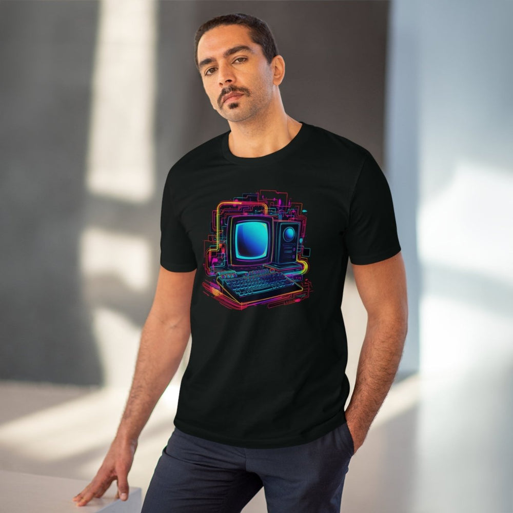 Retro 80er Neon Computer T - Shirt – Style - Rückblick Computer - T - Shirt bei HappyHugPixels