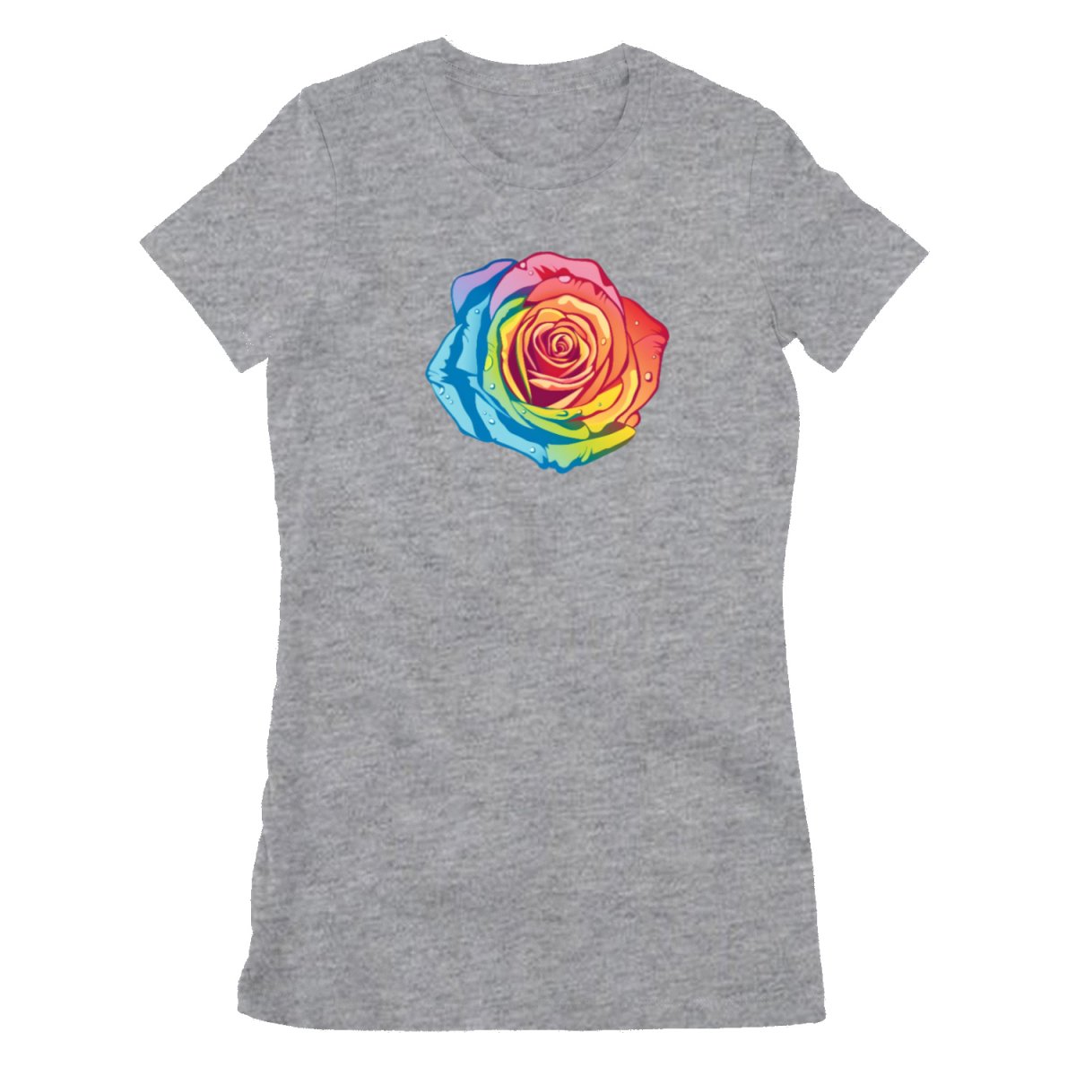 Rose Regenbogen T - Shirt - Schmales Damenshirt - Bella & Canvas T - Shirt - T - Shirt bei HappyHugPixels