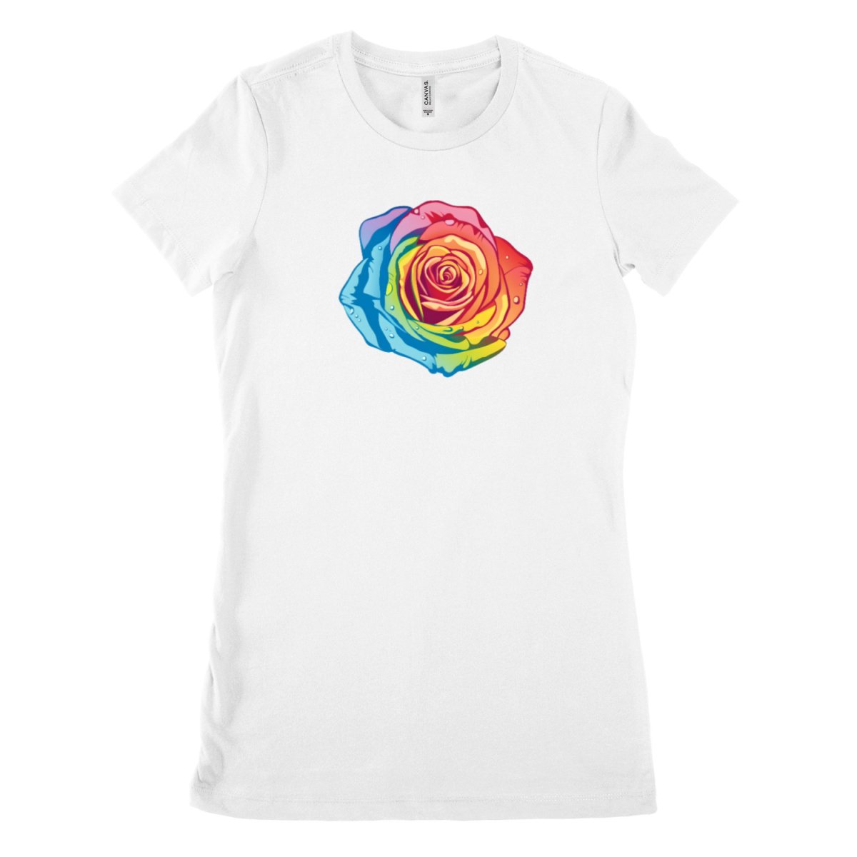 Rose Regenbogen T - Shirt - Schmales Damenshirt - Bella & Canvas T - Shirt - T - Shirt bei HappyHugPixels