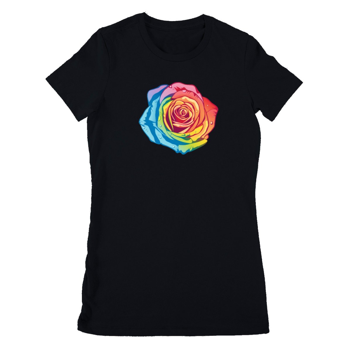 Rose Regenbogen T - Shirt - Schmales Damenshirt - Bella & Canvas T - Shirt - T - Shirt bei HappyHugPixels